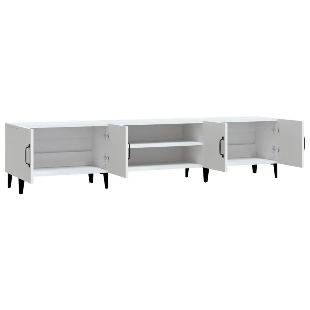 TV Cabinet White Engineered Wood Storage Unit 4 Door 4 Compartment Furniture