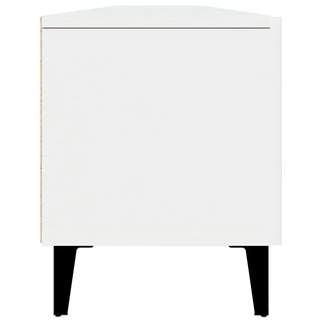 TV Cabinet White Engineered Wood Storage Unit 4 Door 4 Compartment Furniture