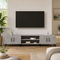 Grey TV Cabinet with Ample Storage Options