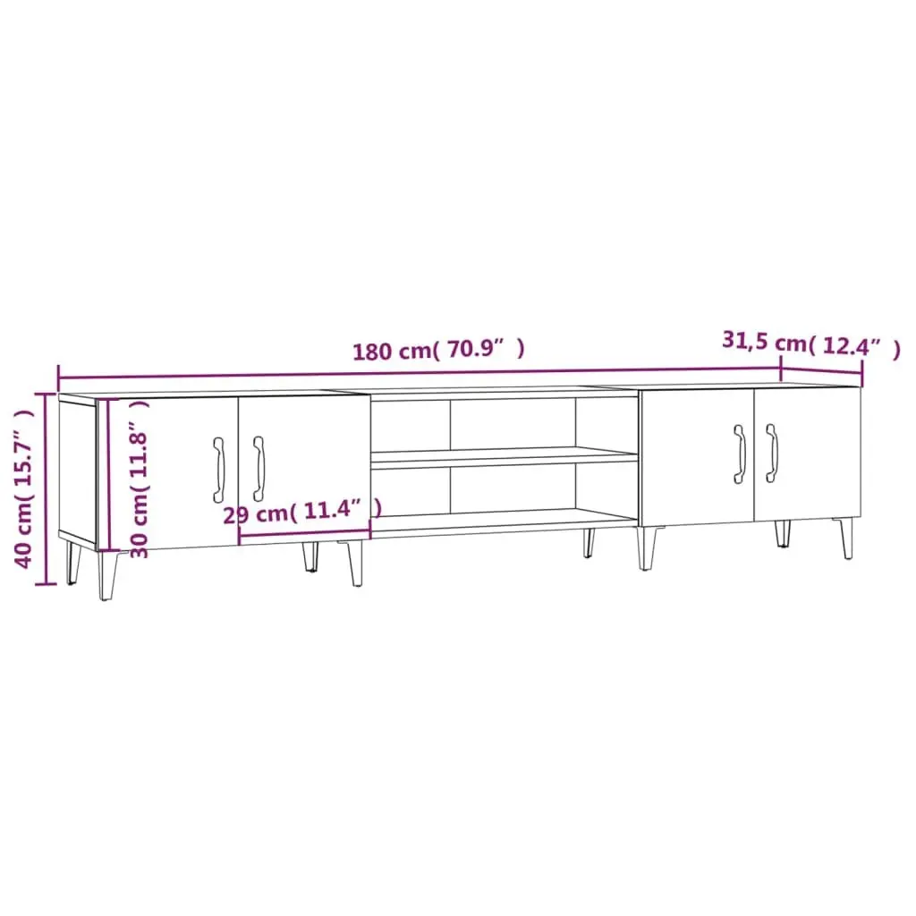Grey TV Cabinet Engineered Wood Storage Unit with 4 Doors and 4 Compartments for Organized Living Room Display