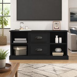 Compact and Sturdy Black TV Cabinet for Storage