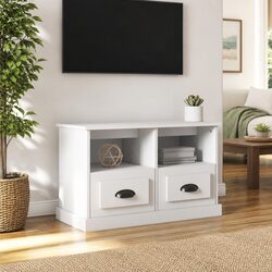 TV Cabinet White 80x35x50 cm Engineered Wood Storage Unit with Drawers
