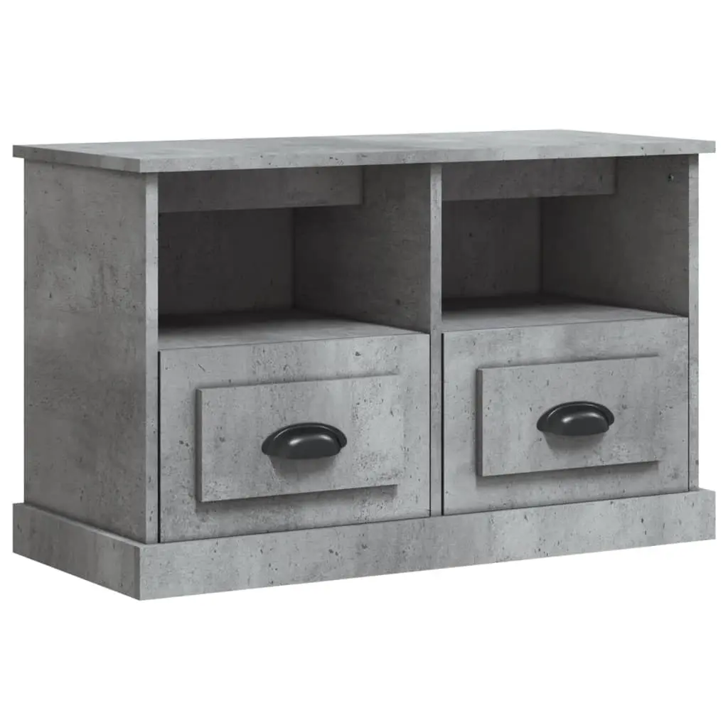 Grey TV Cabinet Engineered Wood 2 Drawers 2 Open Compartments Compact Storage Unit
