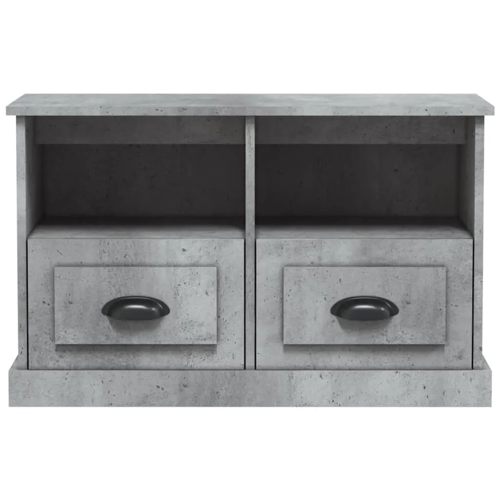 Grey TV Cabinet Engineered Wood 2 Drawers 2 Open Compartments Compact Storage Unit