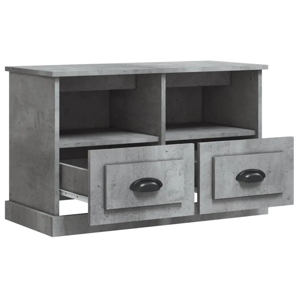 Grey TV Cabinet Engineered Wood 2 Drawers 2 Open Compartments Compact Storage Unit