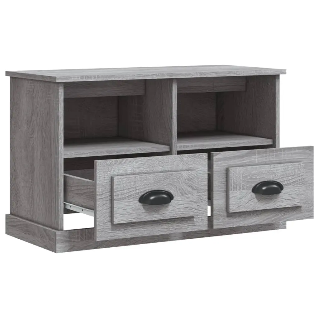 TV Cabinet Grey 80x35x50cm Engineered Wood Storage Unit Drawers