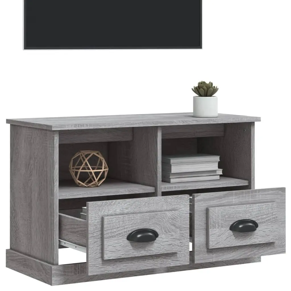 TV Cabinet Grey 80x35x50cm Engineered Wood Storage Unit Drawers
