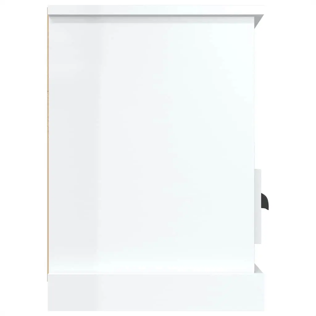 TV Cabinet White High Gloss 100x35x50cm Engineered Wood Storage Unit with 3 Drawers and 3 Open Compartments