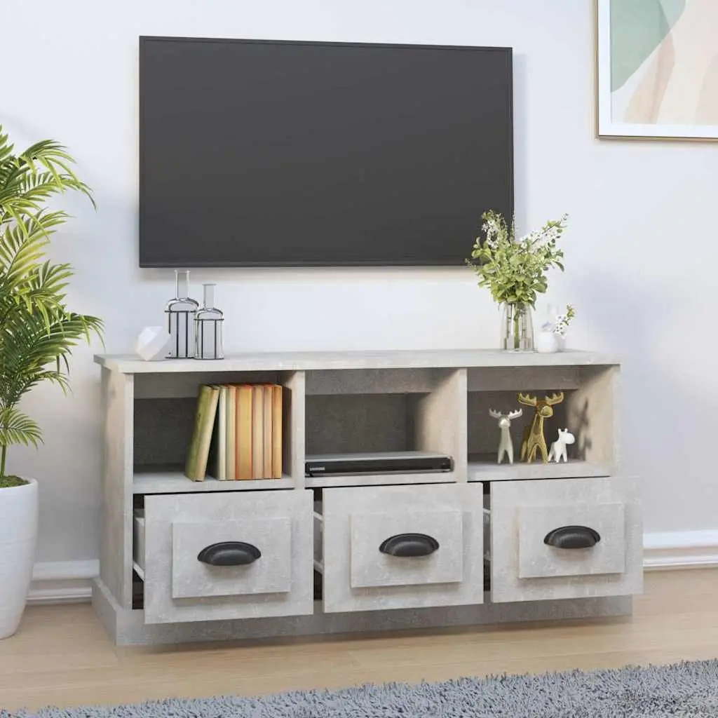 Grey TV Cabinet with Drawers and Shelves