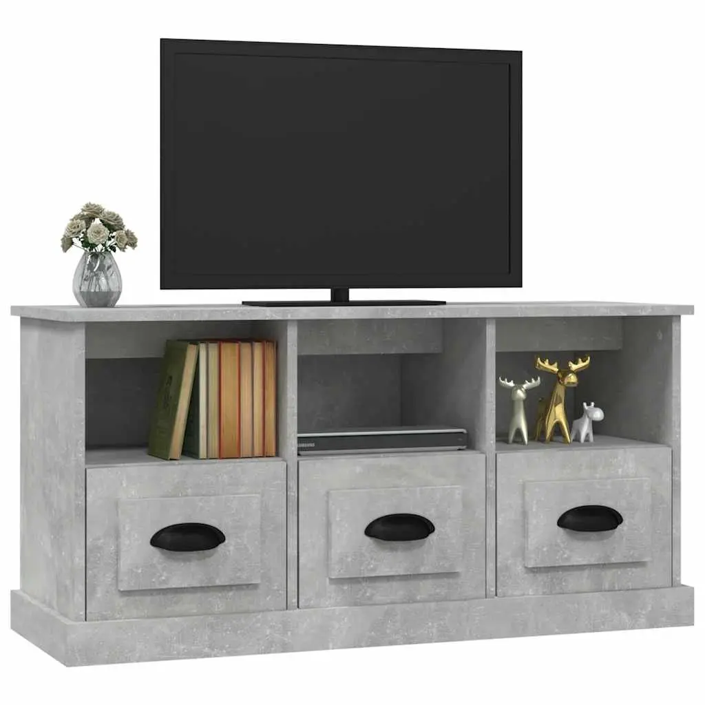 Grey TV Cabinet with Drawers and Shelves