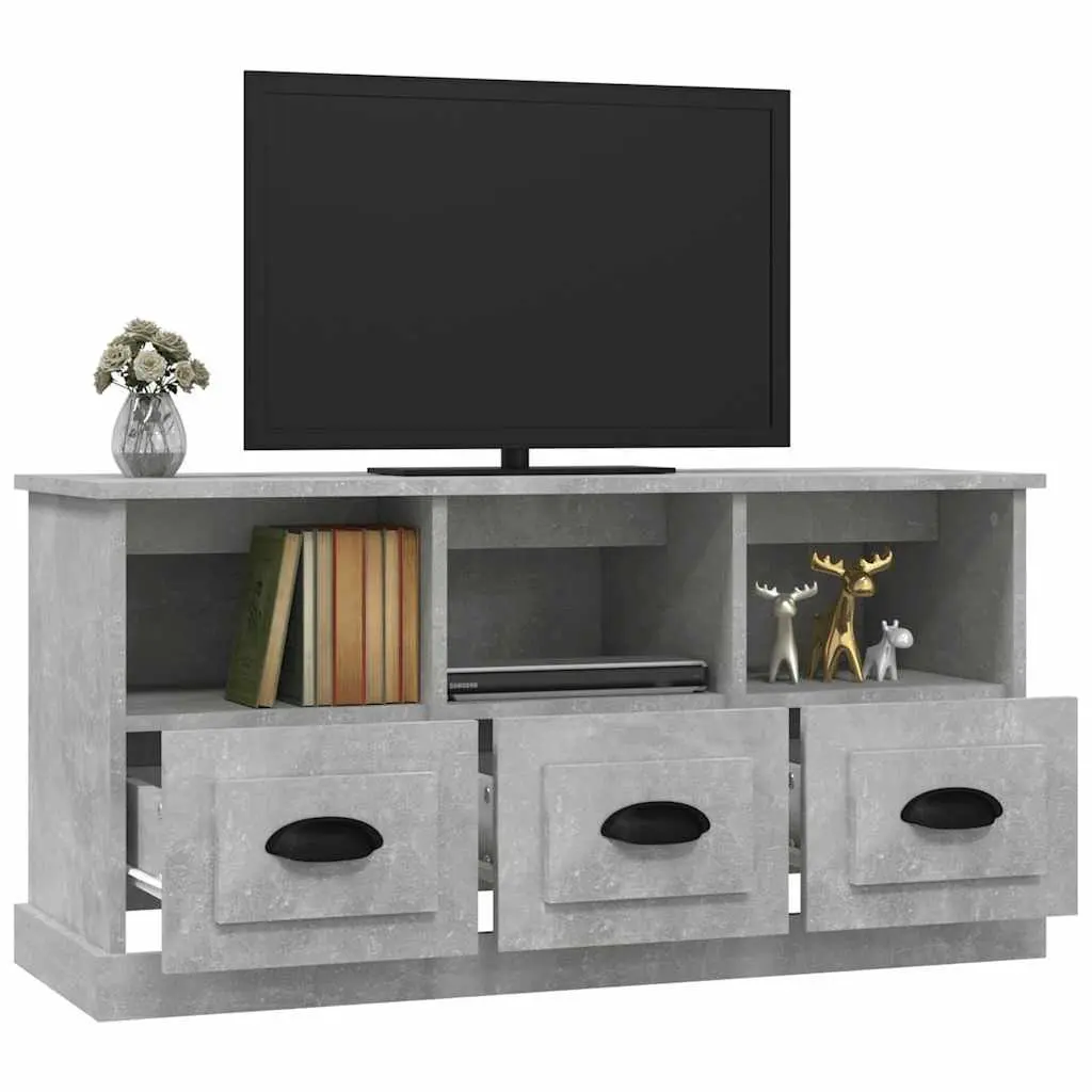 Grey TV Cabinet with Drawers and Shelves