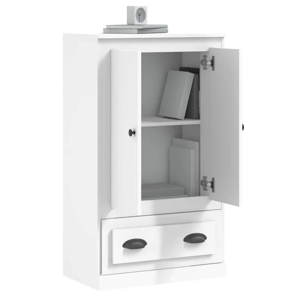 White Highboard Storage Cabinet 60x35.5x103.5cm Engineered Wood Sideboard