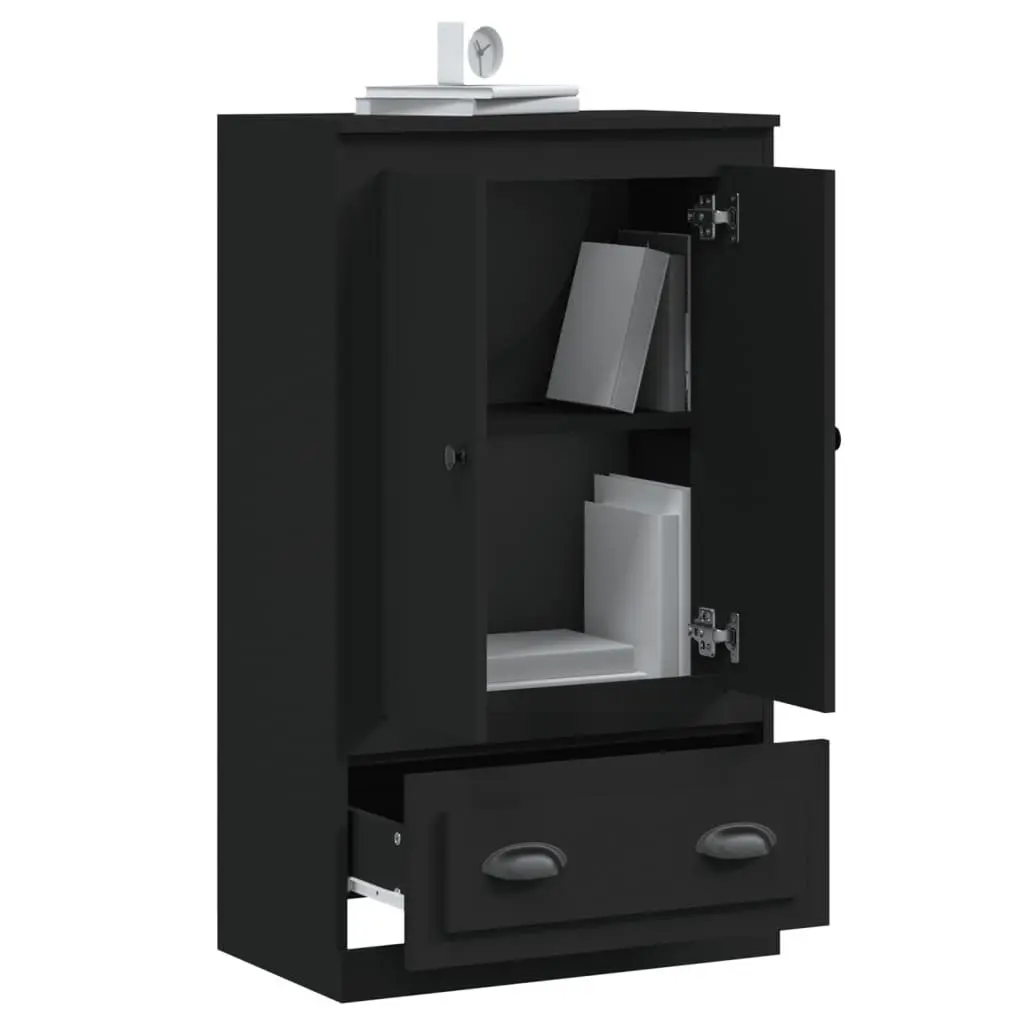 Highboard Sideboard Cabinet Black Engineered Wood 60x35.5x103.5cm Storage