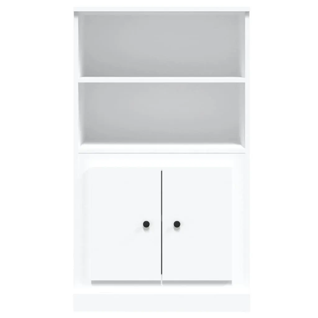 Highboard White Engineered Wood Storage Cabinet 60 x 35.5 x 103.5 cm Ample Storage Display Surface