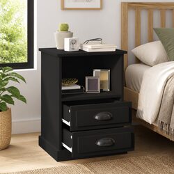 Black Bedside Cabinets with 2 Drawers Each