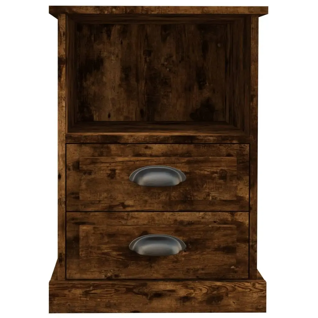 Brown Bedside Cabinets 2 Drawer 1 Open Compartment Engineered Wood 43x36x60 cm