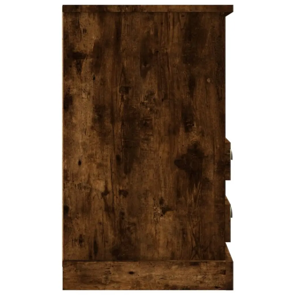 Brown Bedside Cabinets 2 Drawer 1 Open Compartment Engineered Wood 43x36x60 cm