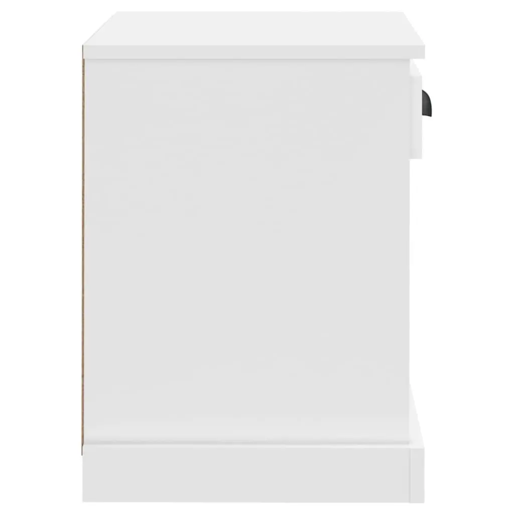 White Bedside Table Engineered Wood 43x36x50 cm Drawer and Open Compartments Storage Nightstand