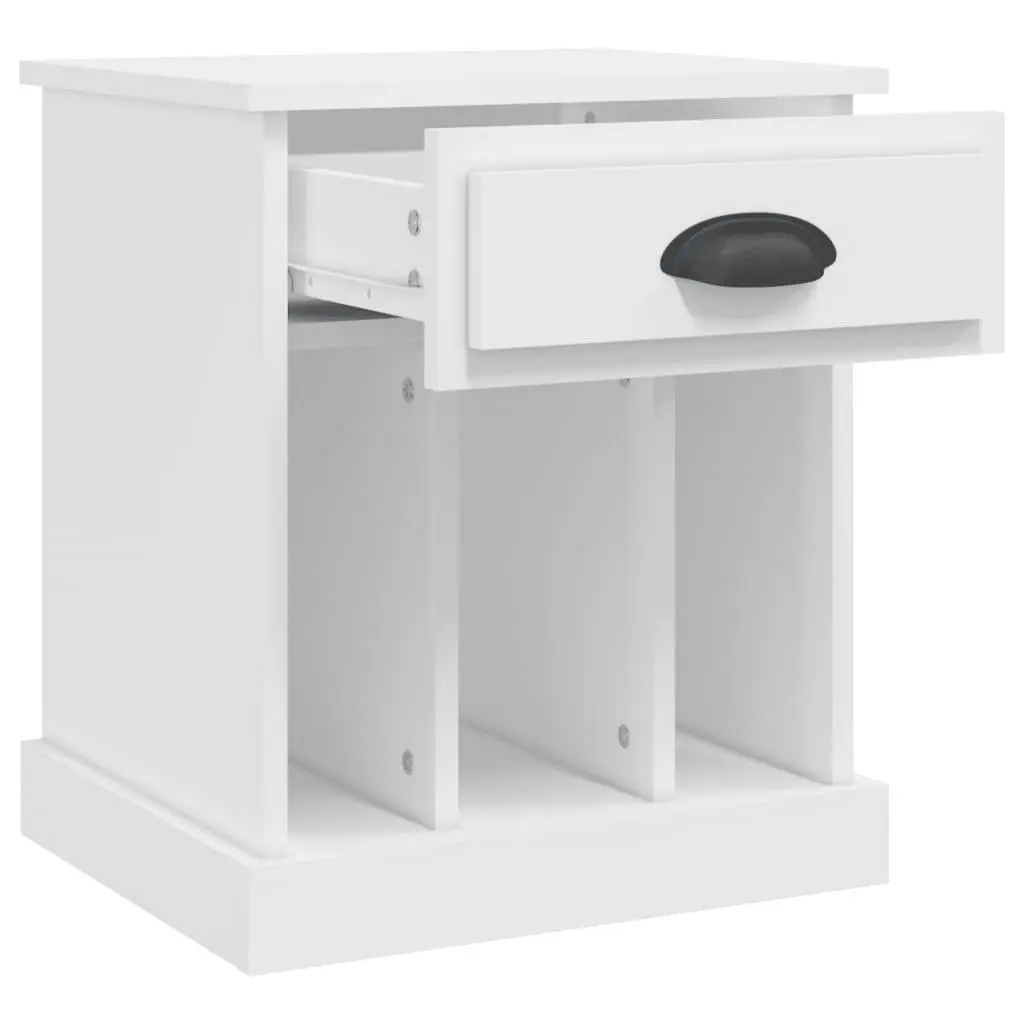 Bedside Cabinet White 2 Piece Drawer Storage Compartments Side Table