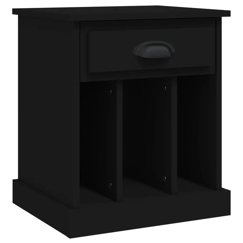 Bedside Table Black 43x36x50 cm Storage Drawer Compartments