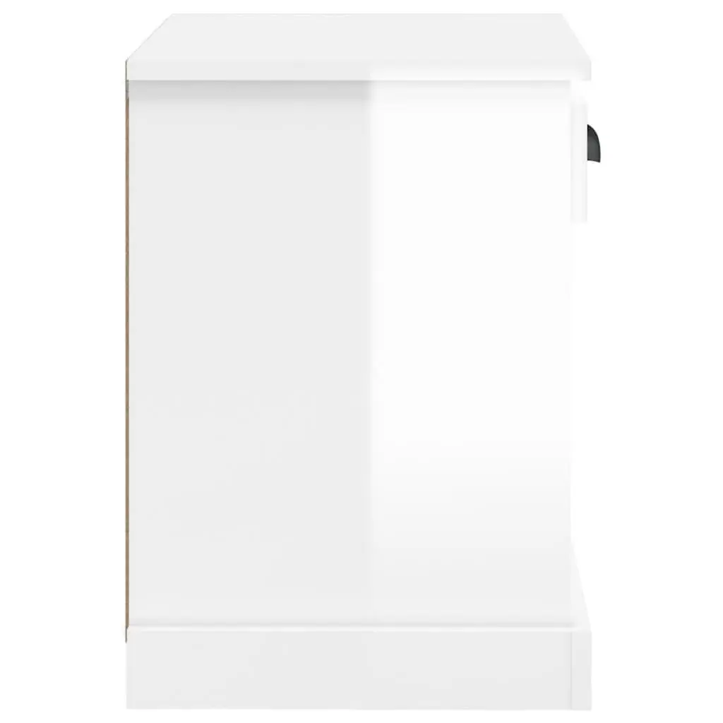 White High Gloss Bedside Cabinet with Drawer and Compartment Storage 43x36x50cm for Organizing Bedroom Essentials