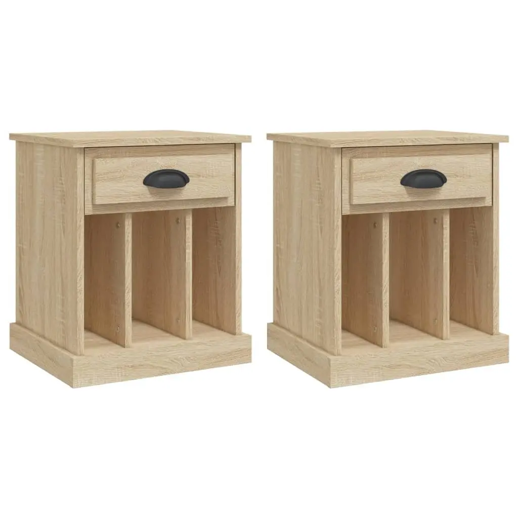 Bedside Cabinets Brown Sonoma Oak 43x36x50 cm Storage Drawer 2 Piece