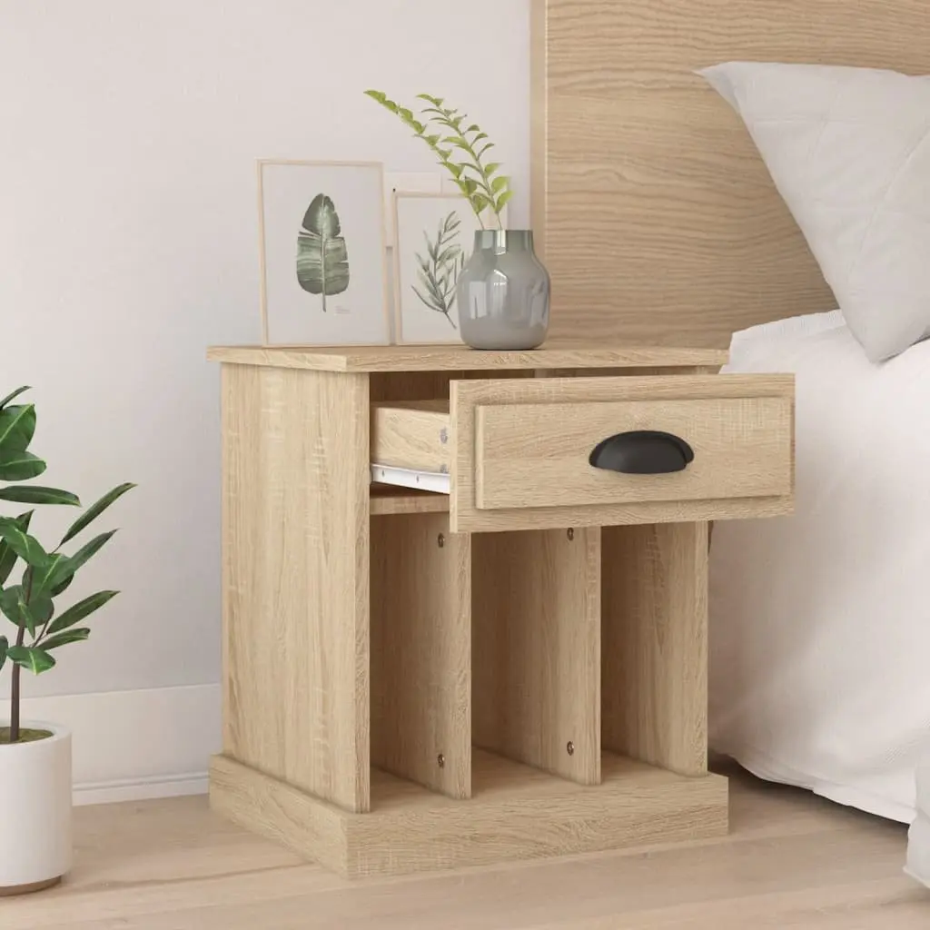 Bedside Cabinets Brown Sonoma Oak 43x36x50 cm Storage Drawer 2 Piece
