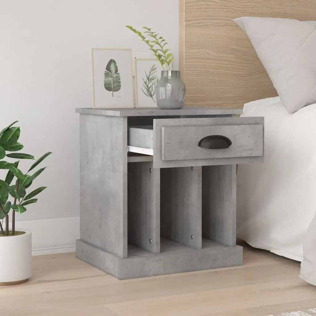 Grey 2 Piece Bedside Cabinets Drawer Storage Nightstand Side Table 43x36x50 cm Engineered Wood