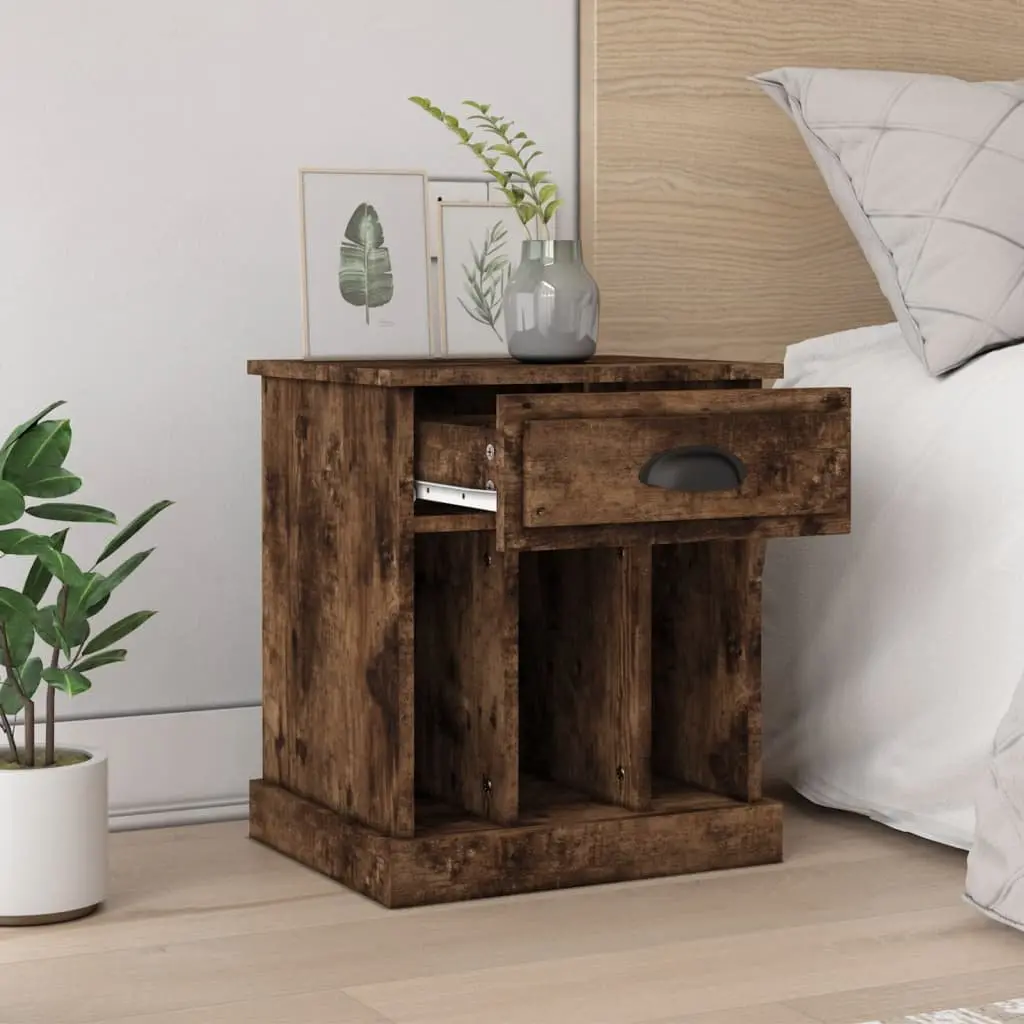 Bedside Cabinets Brown 2 Piece Drawer Storage Compartments Nightstand Side Table