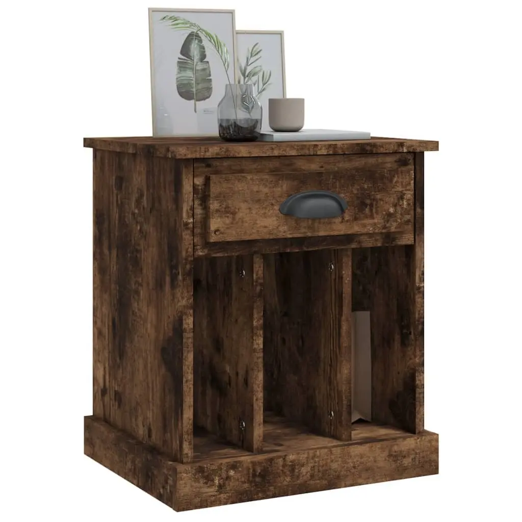 Bedside Cabinets Brown 2 Piece Drawer Storage Compartments Nightstand Side Table
