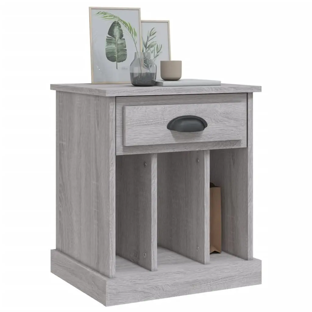 Bedside Cabinets Grey Sonoma 43x36x50 cm Drawer Storage Compartments 2 Piece