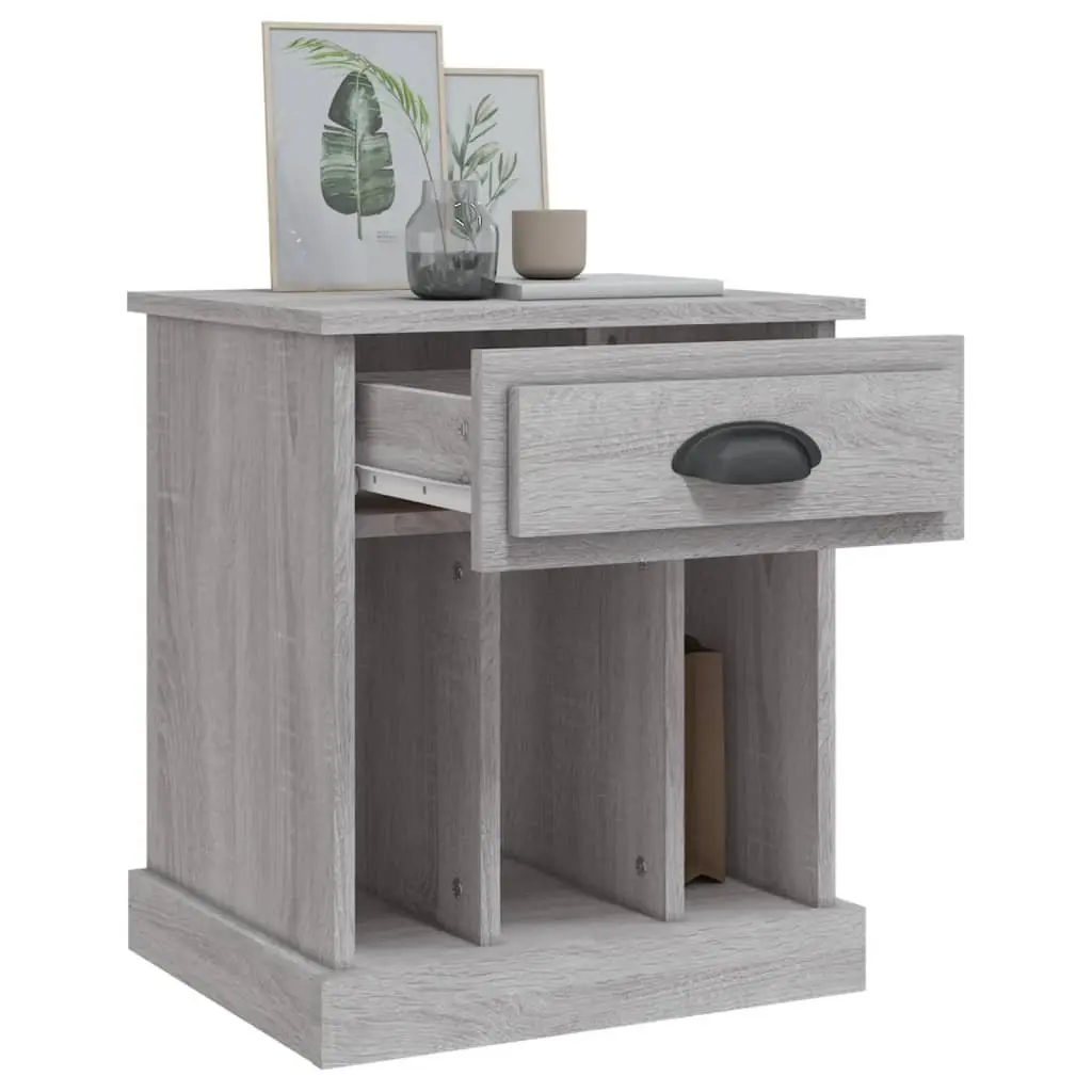 Bedside Cabinets Grey Sonoma 43x36x50 cm Drawer Storage Compartments 2 Piece