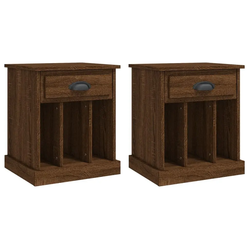 Bedside Cabinet Brown Oak 43x36x50cm Engineered Wood Drawer and 3 Storage Compartments