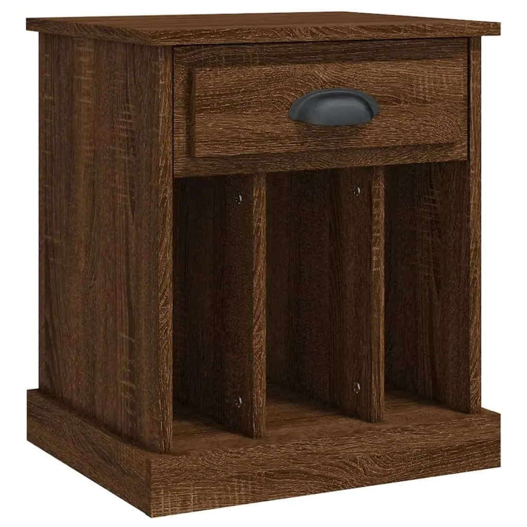 Bedside Cabinet Brown Oak 43x36x50cm Engineered Wood Drawer and 3 Storage Compartments