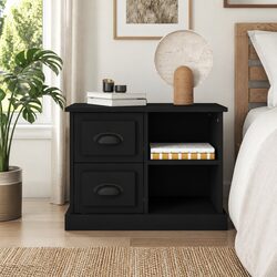 Black Nightstand Table with Ample Storage Space