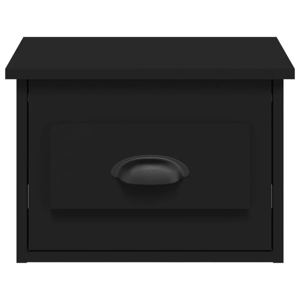 Wall-mounted Bedside Cabinets Black 2 Piece Floating Storage Drawer Organiser