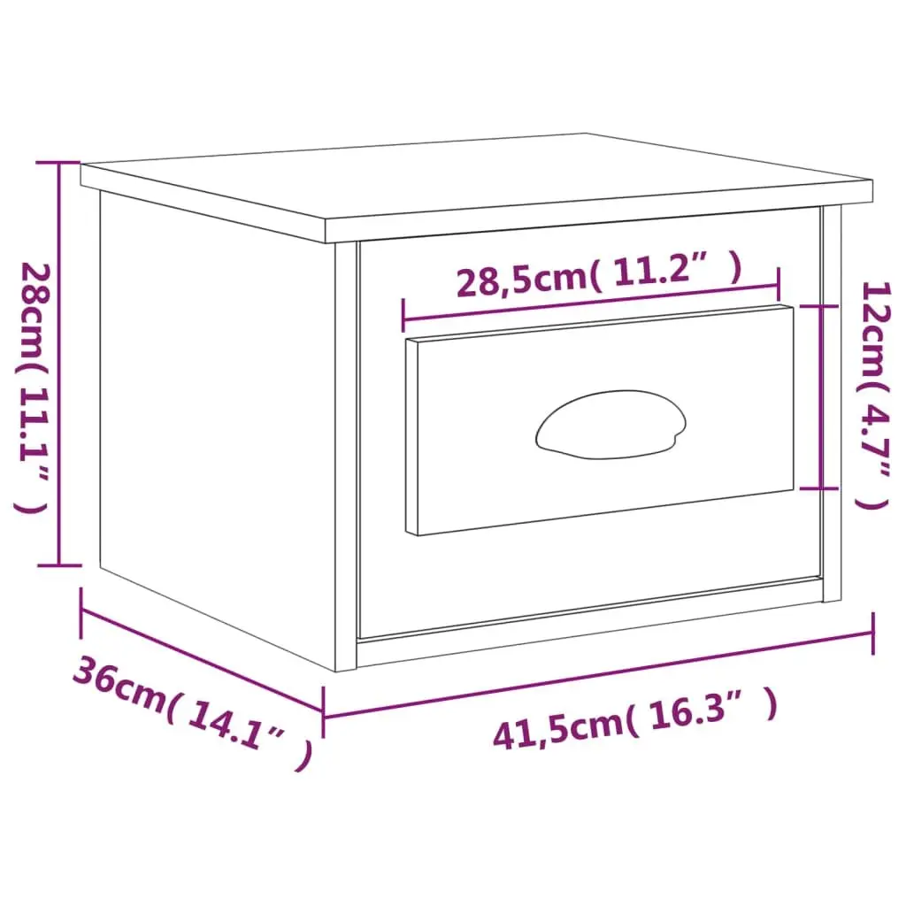 Wall-mounted Bedside Cabinets Black 2 Piece Floating Storage Drawer Organiser
