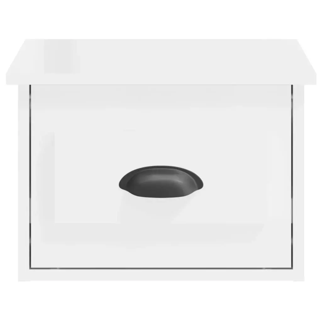 Wall-mounted Bedside Cabinets White 2 Piece Floating Storage Drawer Organiser