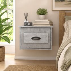 Wall-Mounted Bedside Cabinet in Grey