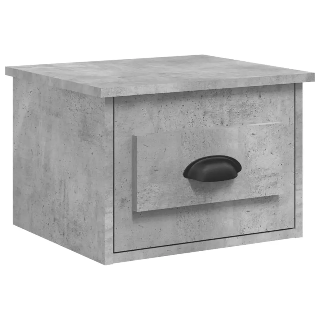 Floating Grey Bedside Cabinets Set of 2 Wall-mounted Storage Organiser Drawer