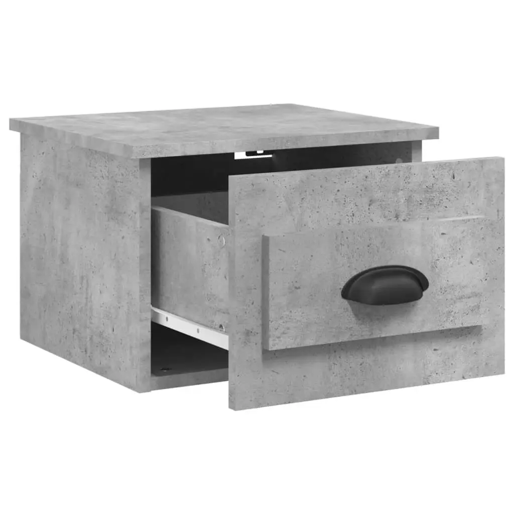 Floating Grey Bedside Cabinets Set of 2 Wall-mounted Storage Organiser Drawer