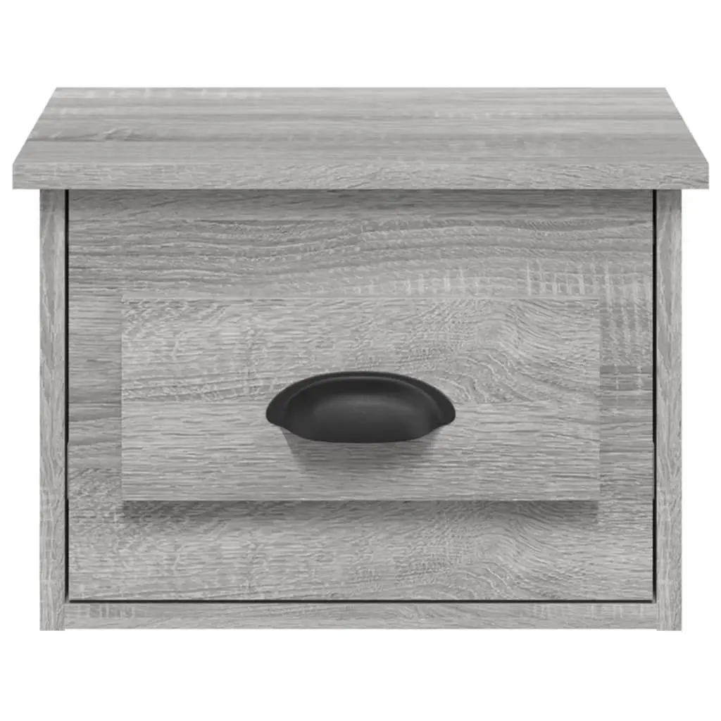 Wall-mounted Bedside Cabinets Grey Sonoma 2 pcs Floating Storage Drawer