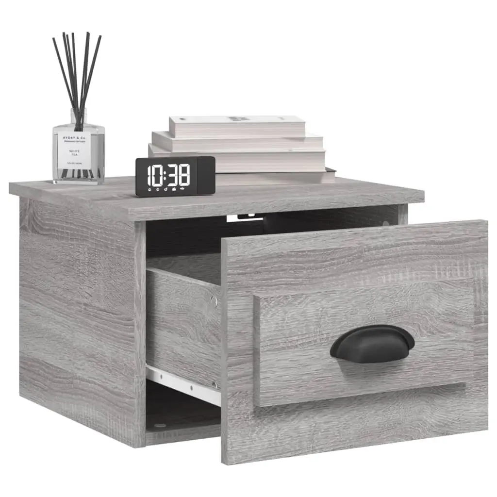 Wall-mounted Bedside Cabinets Grey Sonoma 2 pcs Floating Storage Drawer