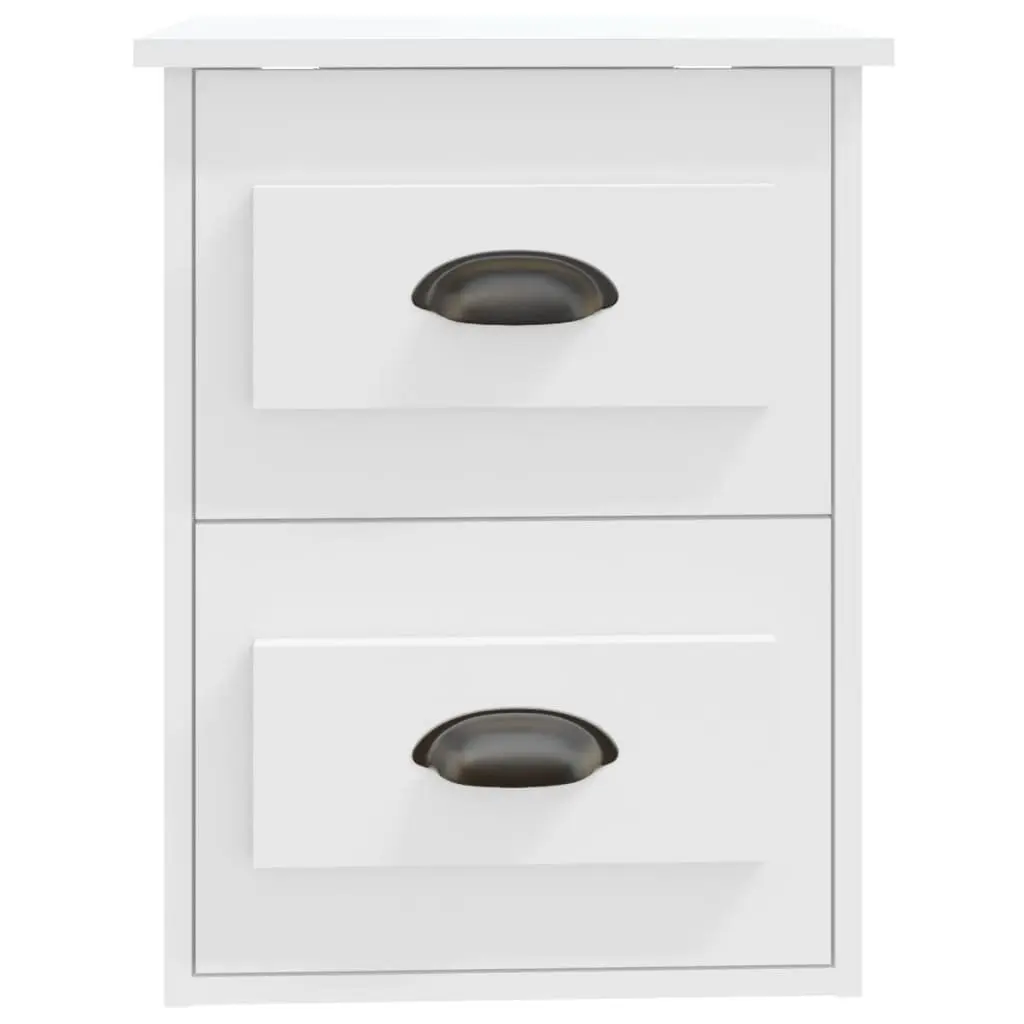Wall-mounted Bedside Cabinet White 41.5x36x53cm 2 Drawers Floating Storage