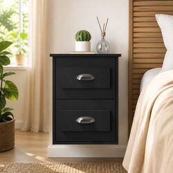 Black Wall-Mounted Bedside Cabinet