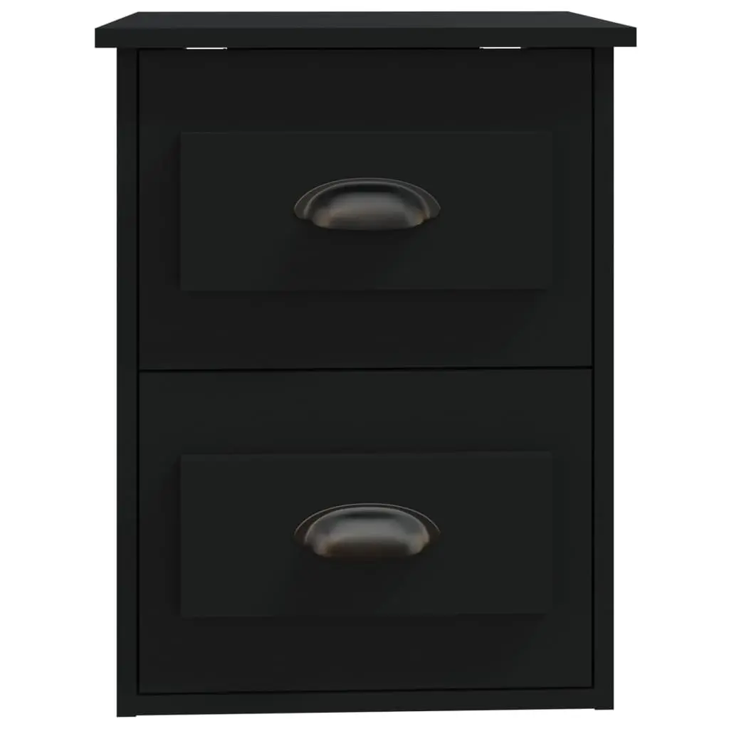 Wall-mounted Bedside Cabinet Black 41.5x36x53cm Floating Storage Unit Drawers