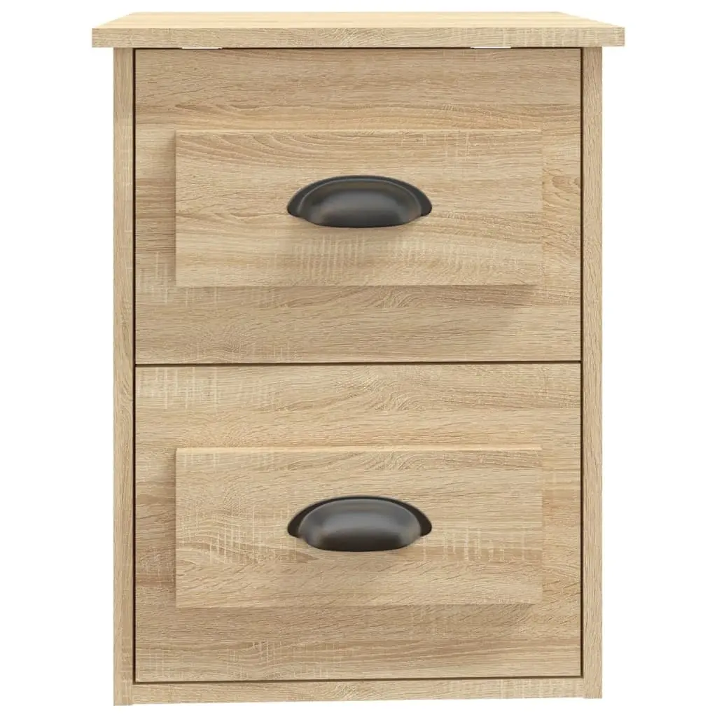Wall-mounted Bedside Cabinet Brown 2 Drawers Floating Storage Unit