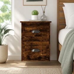 Brown Wall-mounted Bedside Cabinets Set