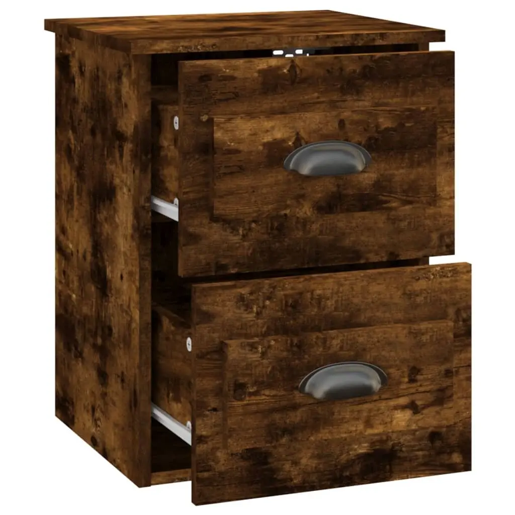 Wall-mounted Bedside Cabinets Brown 41.5x36x53cm Floating Storage Drawers