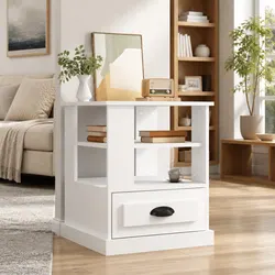 Compact White Side Table: 50L x 50W x 60H cm